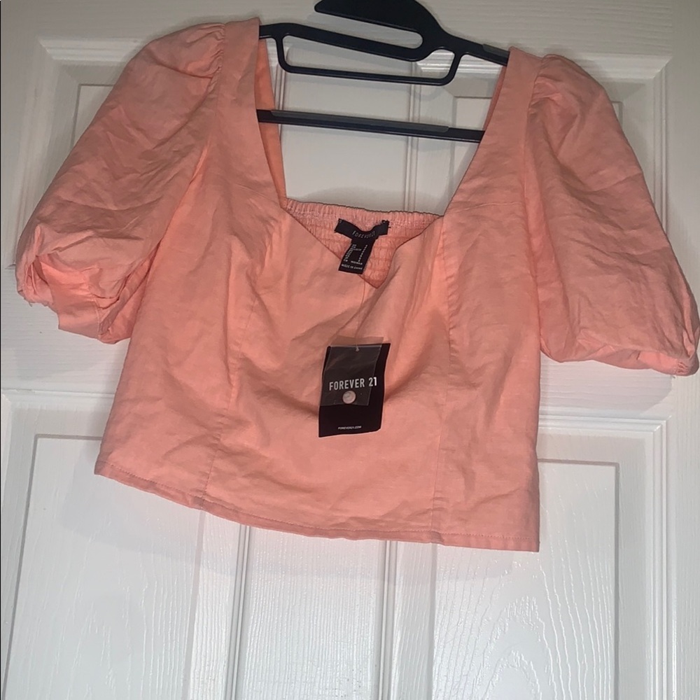 Forever 21 Peach Puff Sleeve Top